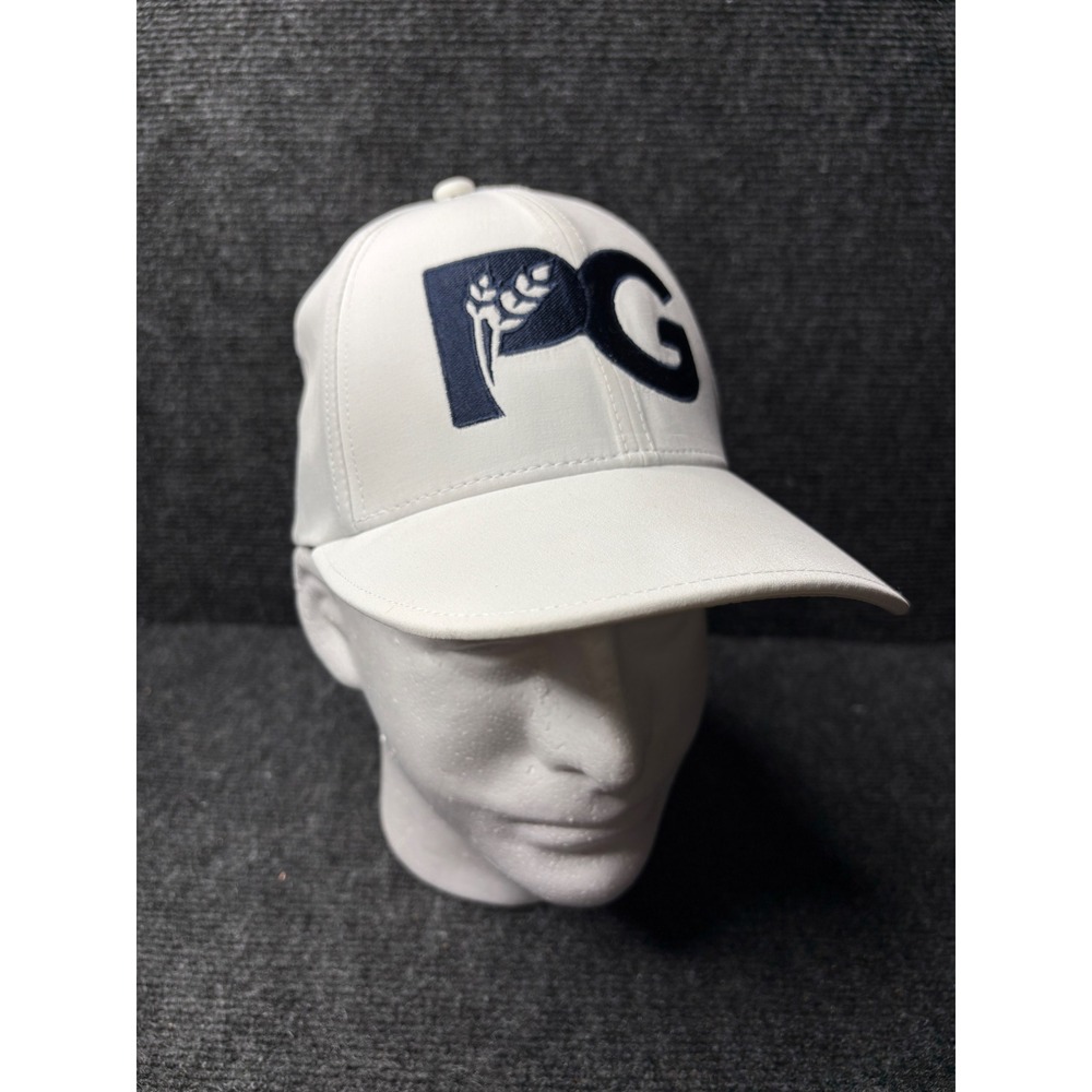Swannies Golf Mens White PG Wheat Logo Performance Snapback Hat OSFM Navy Grey